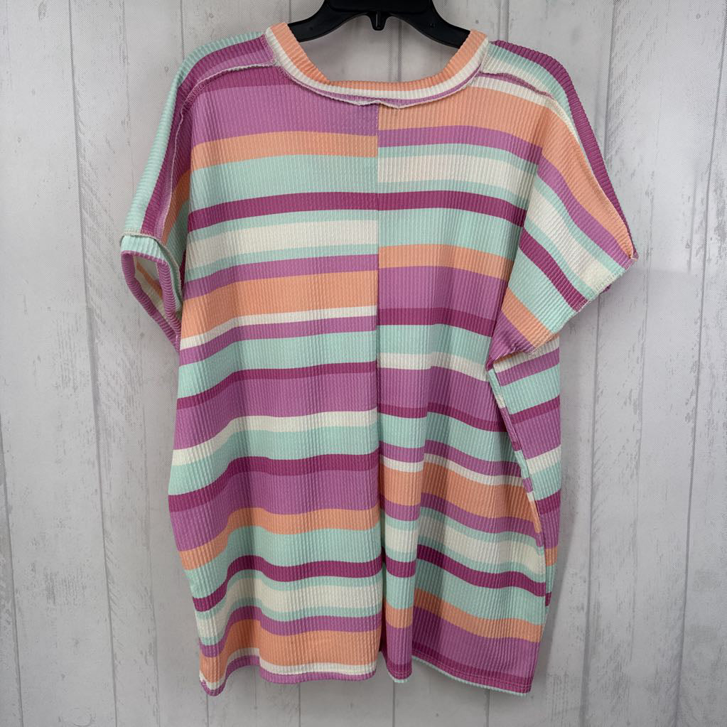 L striped v-neck s/s top