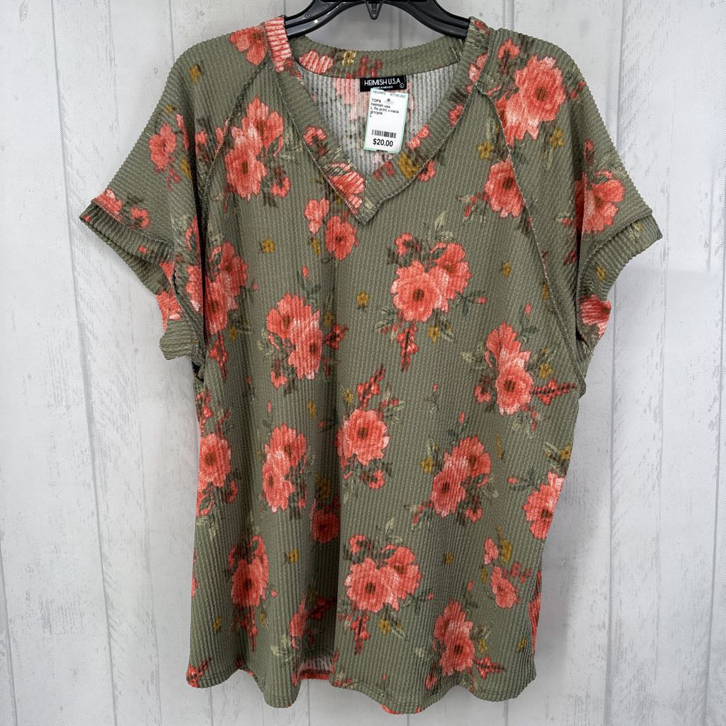 L flo print v-neck s/s top