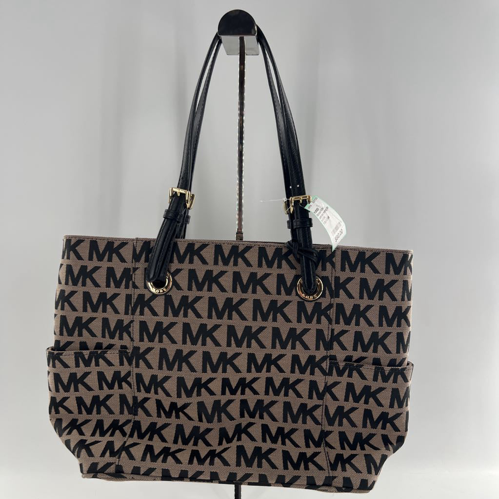 canvas monogram zip top tote