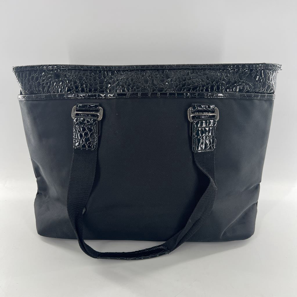 nylon & croc embossed tote bag