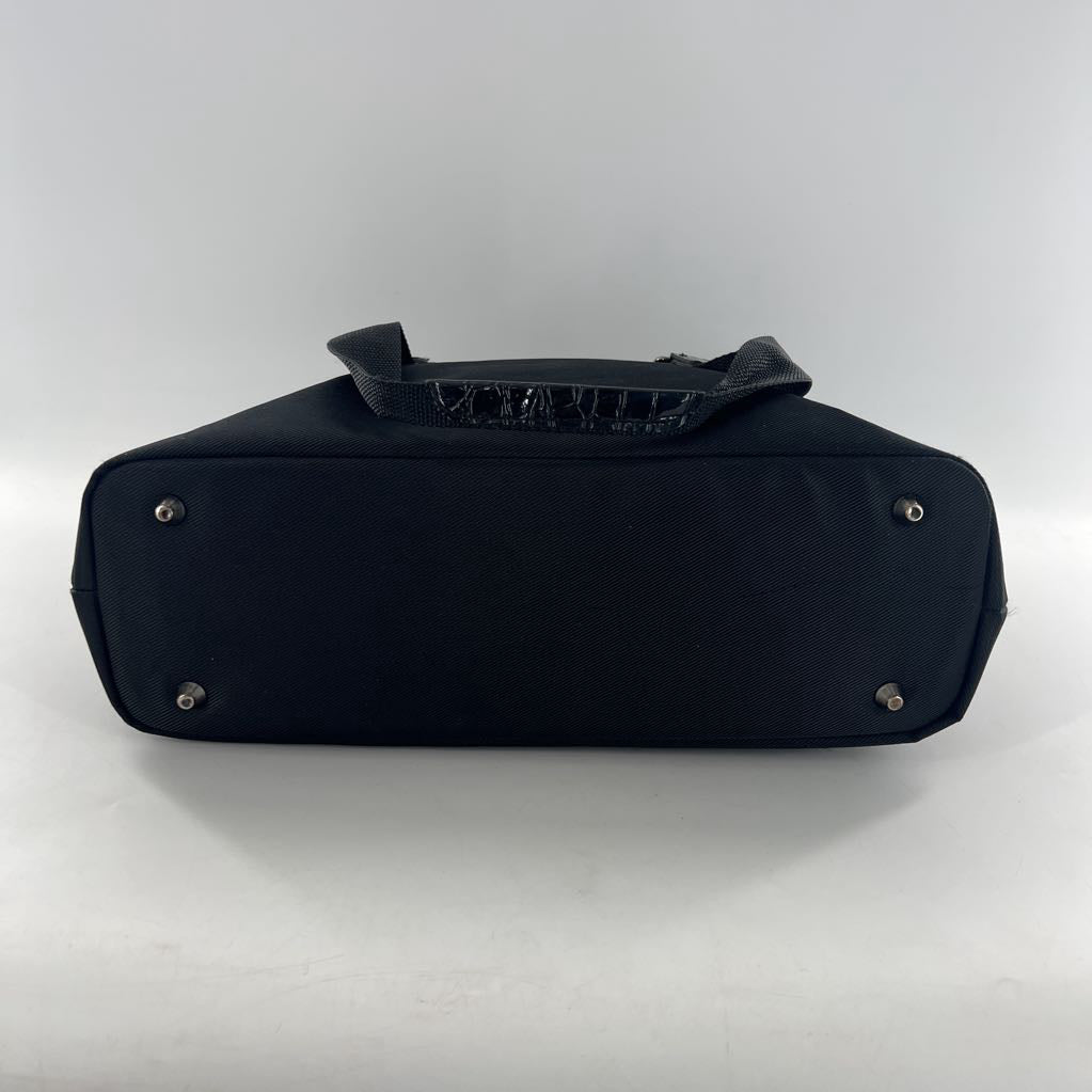 nylon & croc embossed tote bag