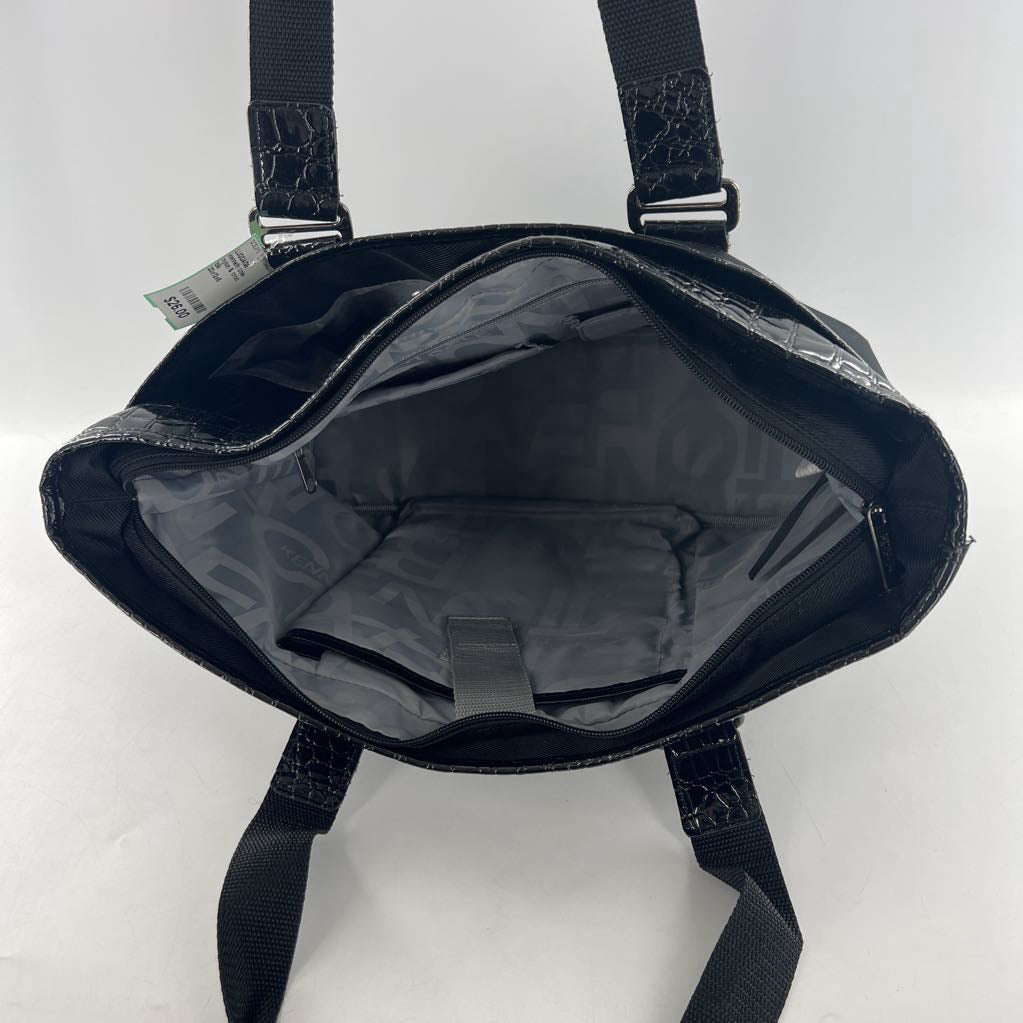 nylon & croc embossed tote bag