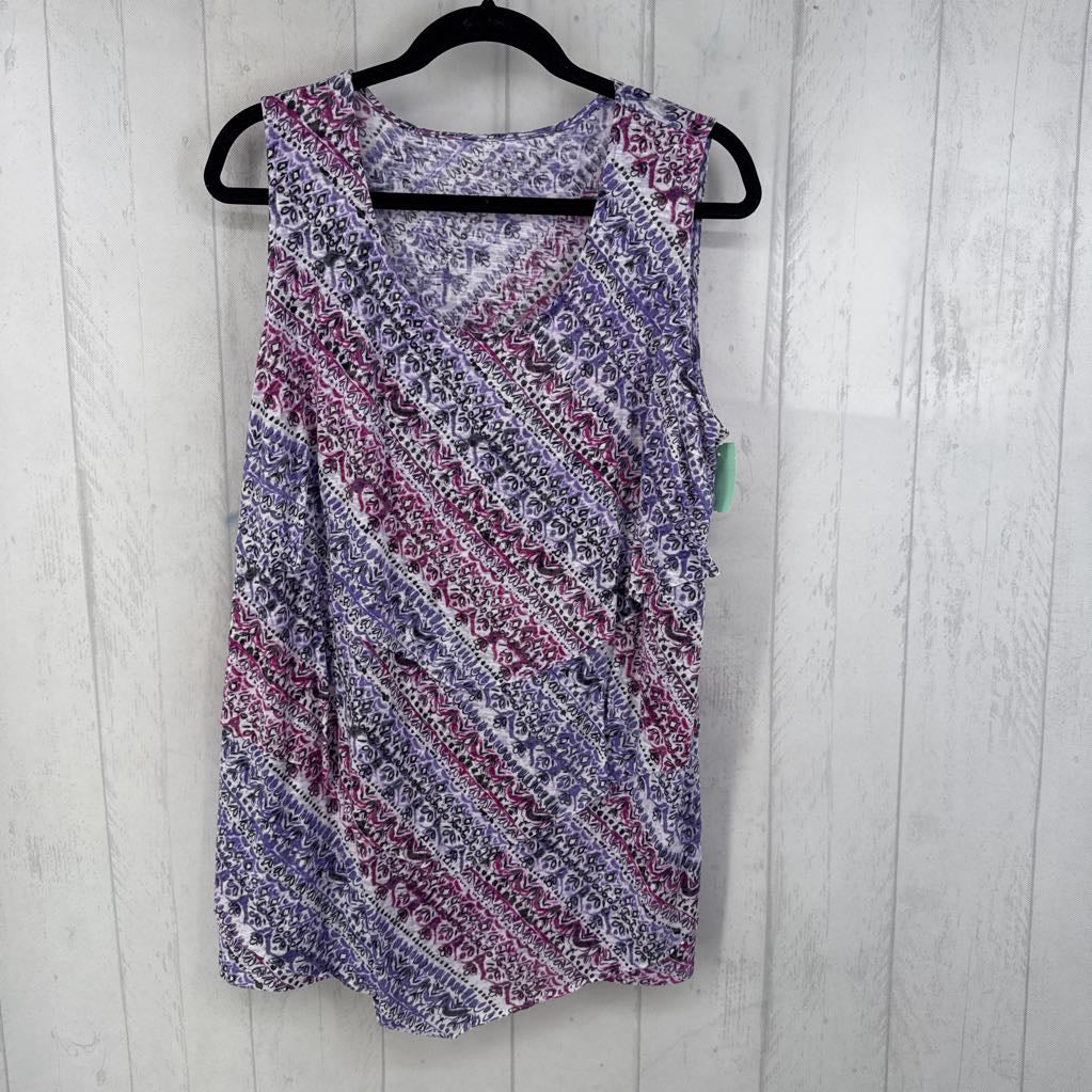 1X printed layered scoop neck tank