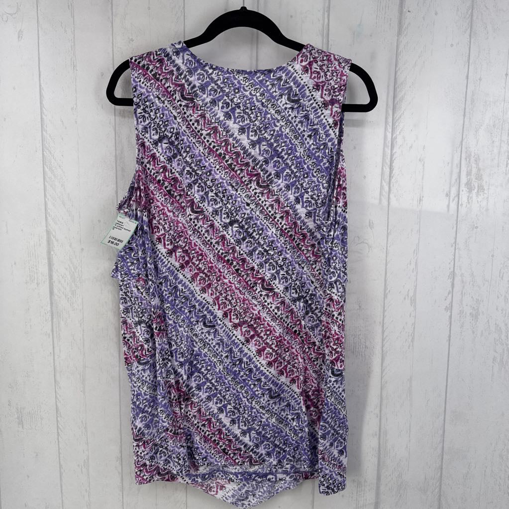 1X printed layered scoop neck tank