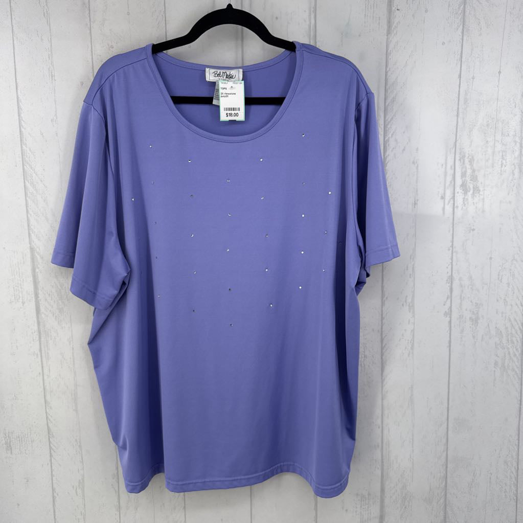 2X rhinestone embelished s/s top