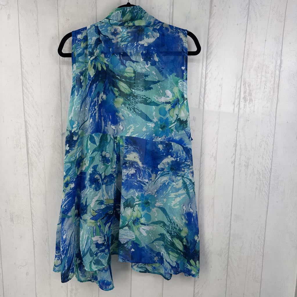 3X flo print semi-sheer flowy cardi