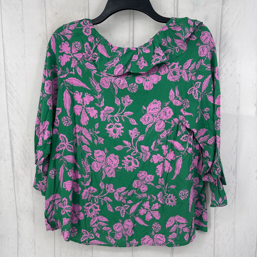 S flo print 3/4 slv top