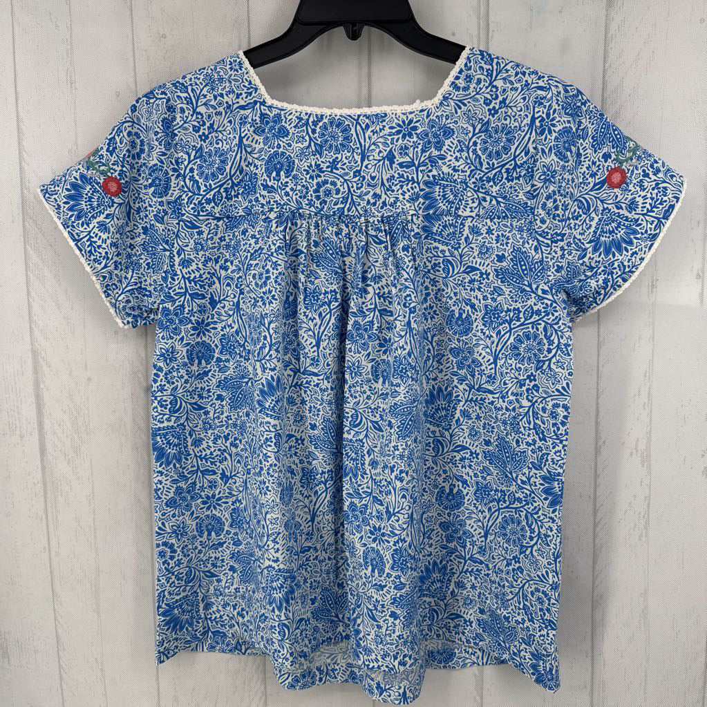 S flo print square neck s/s top