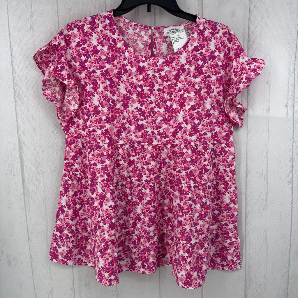 S flo print flutter slv tiered top