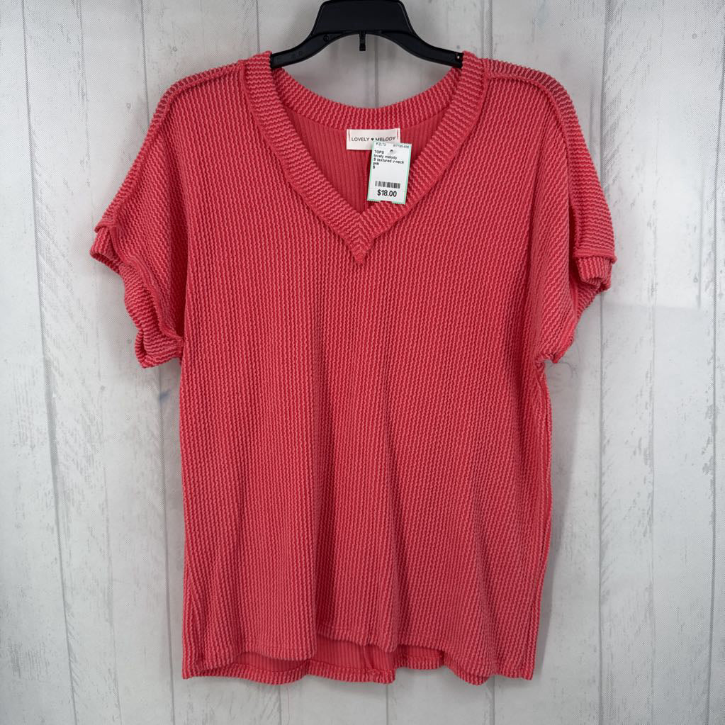 S textured v-neck s/s tee
