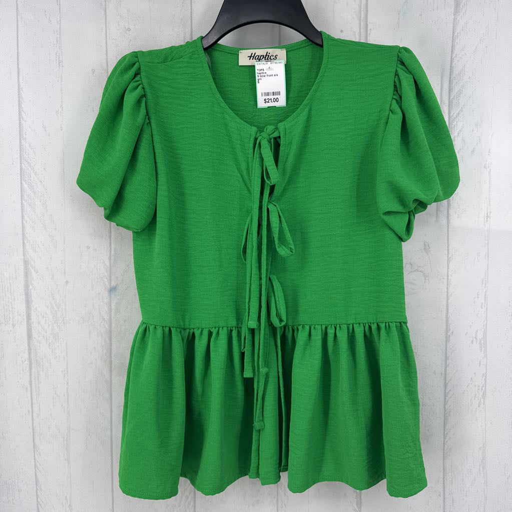 S bow front s/s peplum top