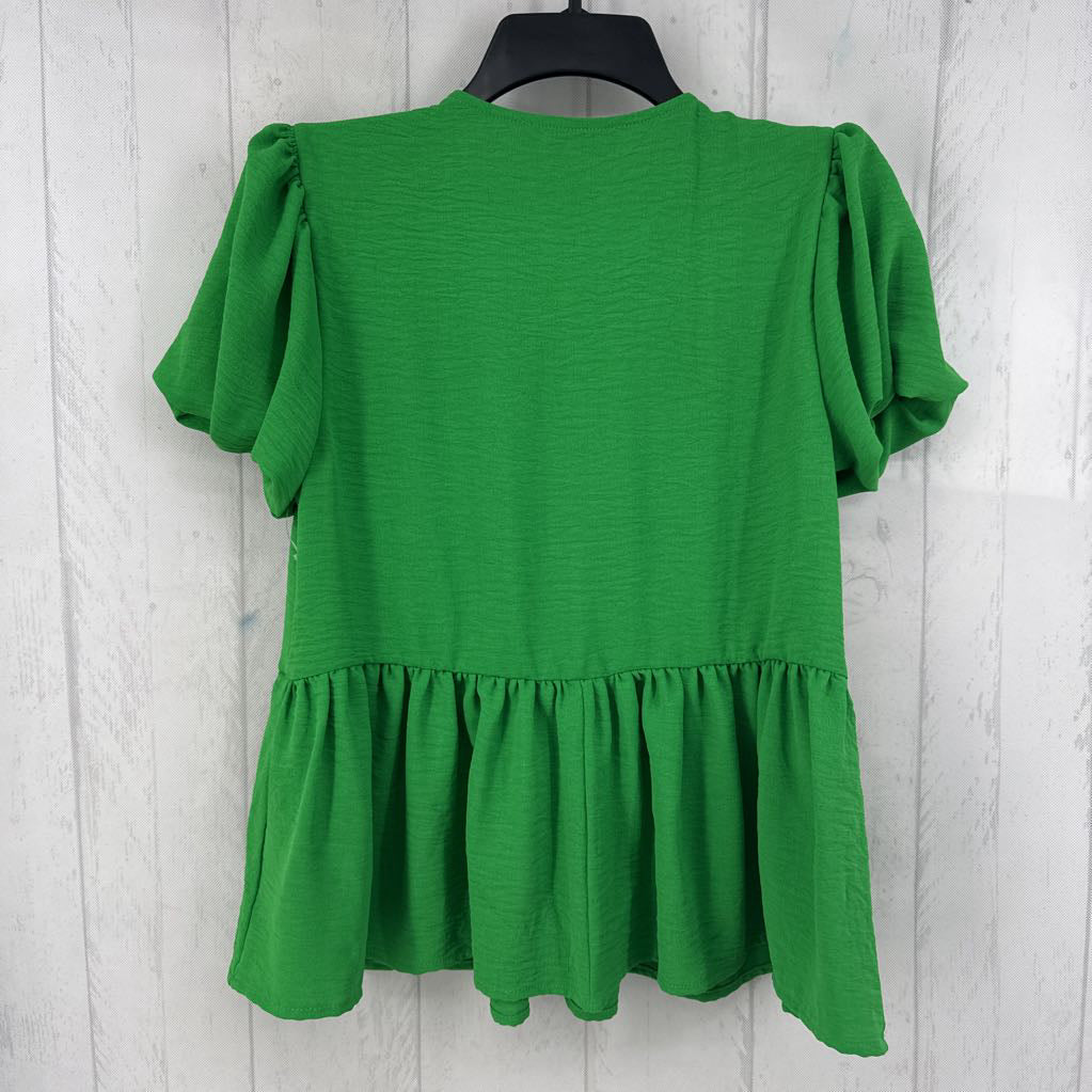 S bow front s/s peplum top