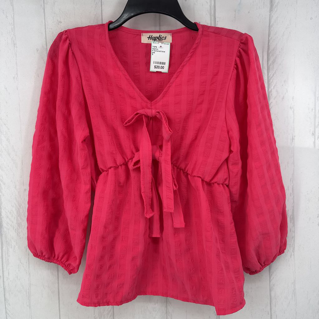 S textured bow front 3/4 slv top