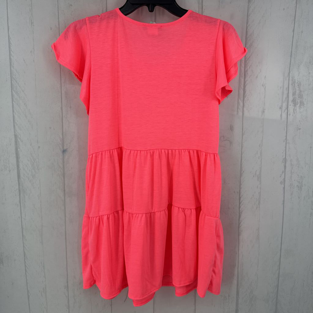 S round neck tiered flutter slv top