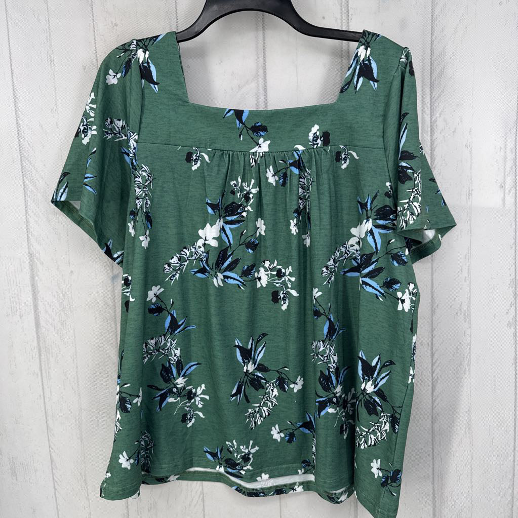 M flo print square neck s/s top