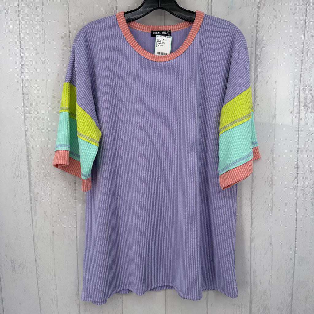 M textured colorblock slv top