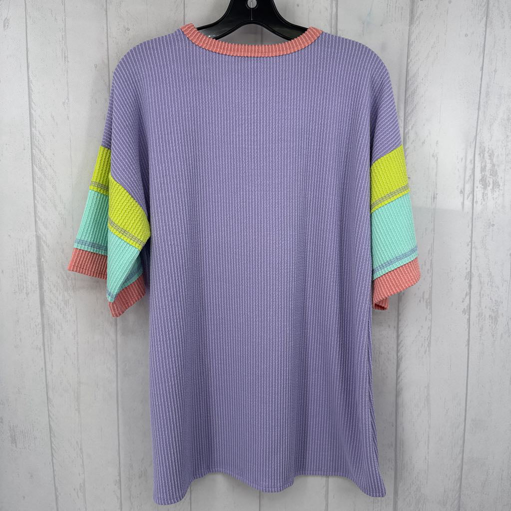 M textured colorblock slv top