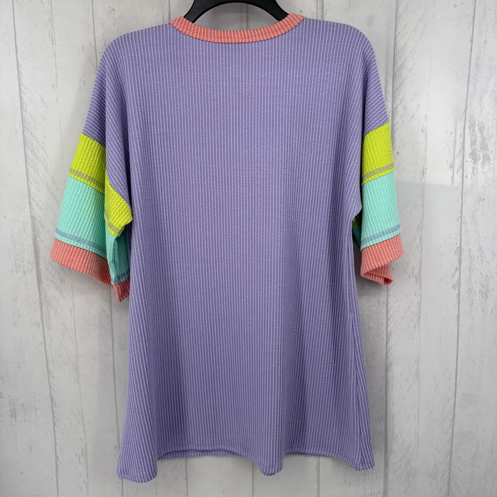 M textured colorblock slv top