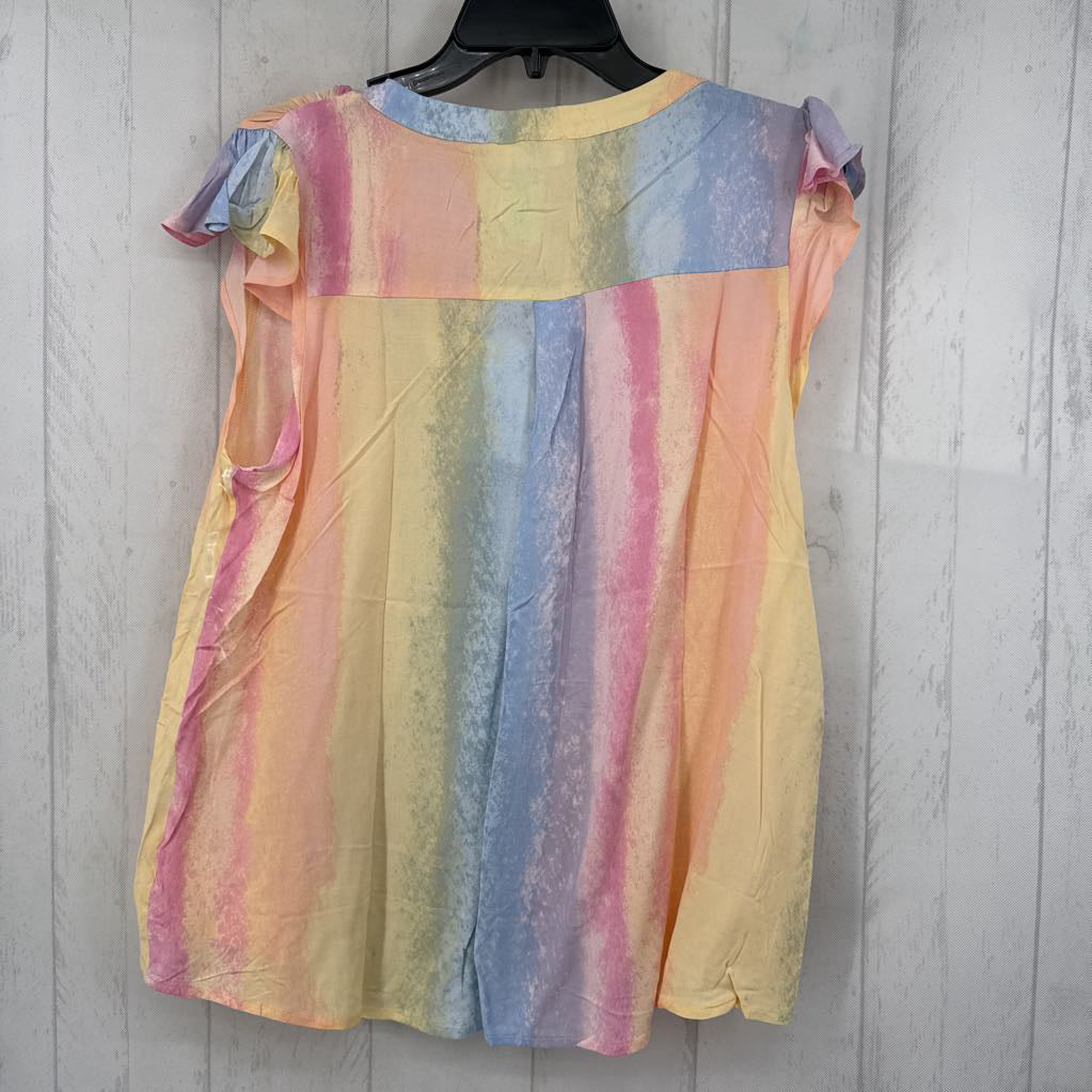 M colorful split neck tank