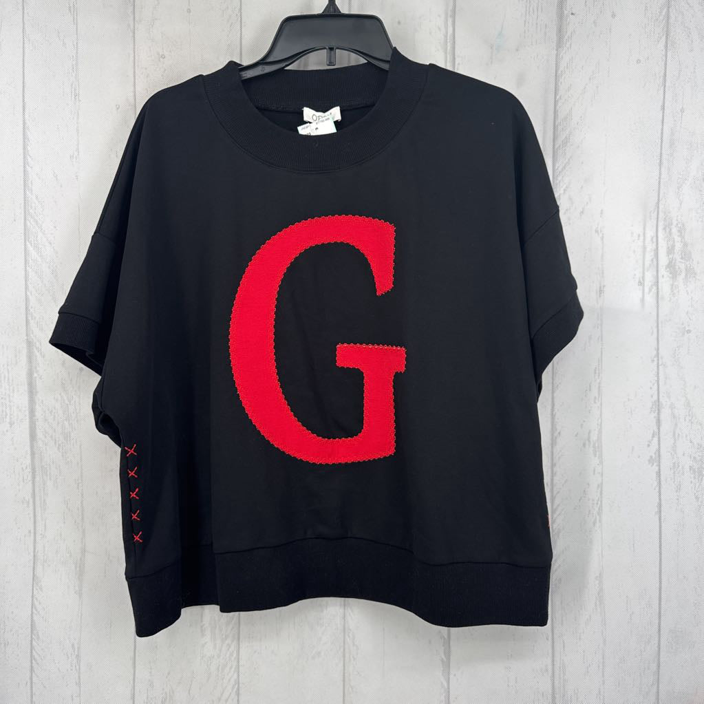 S crewneck drop shoulder top (G)