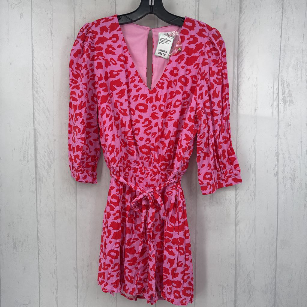 M animal print v-neck 3/4 slv romper