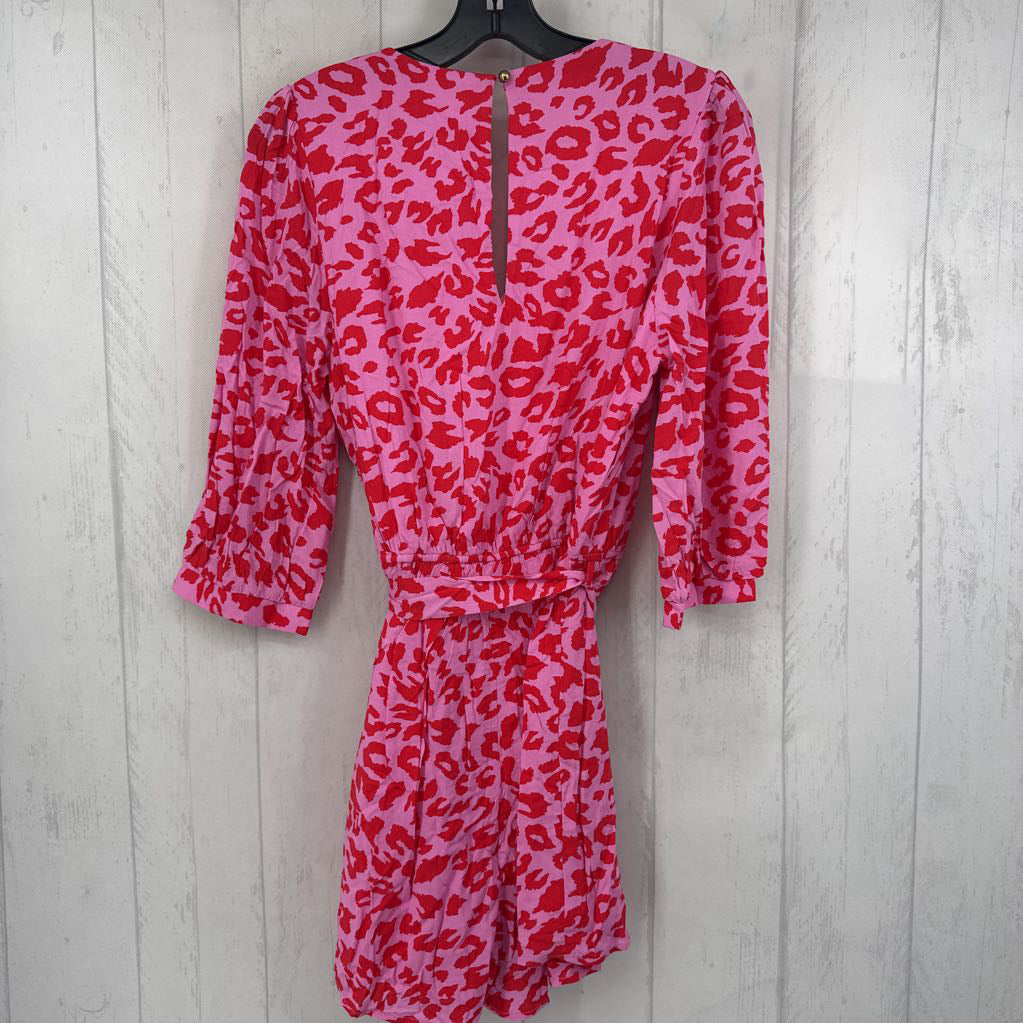 M animal print v-neck 3/4 slv romper