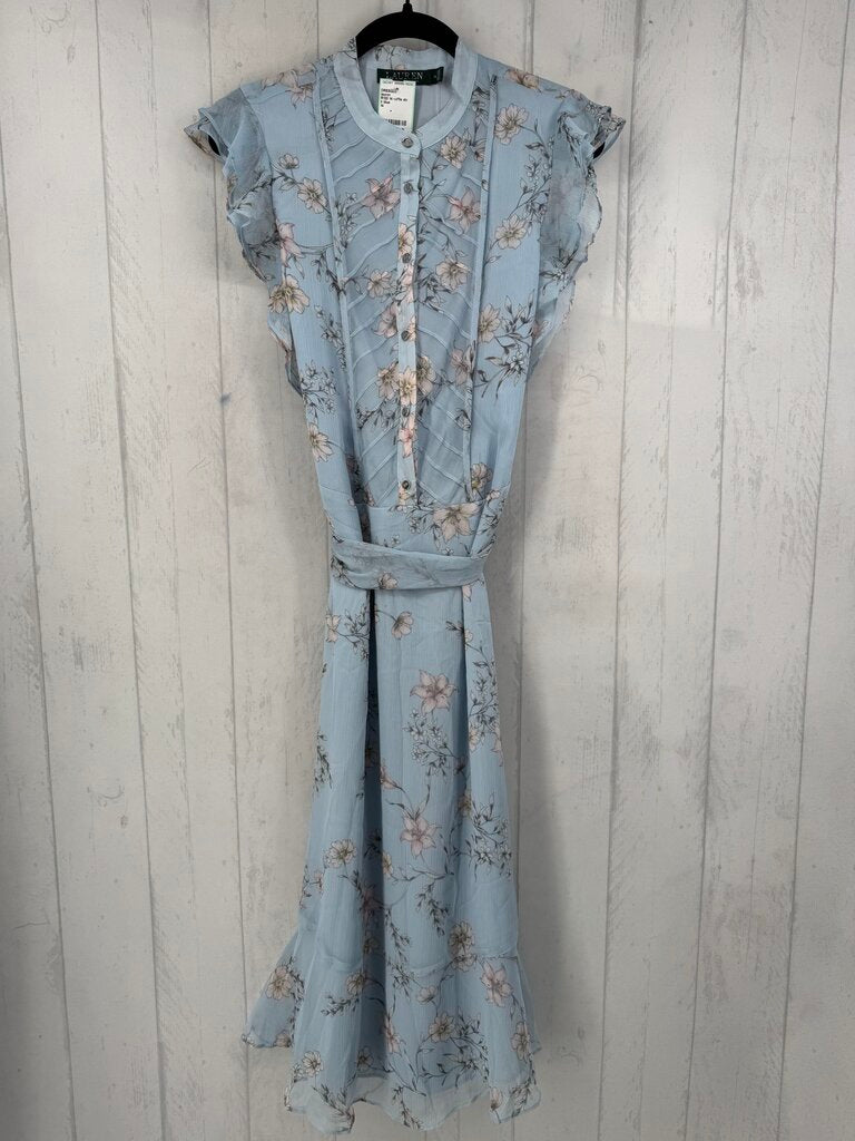 R120 14 ruffle slv flower print half button maxi dress
