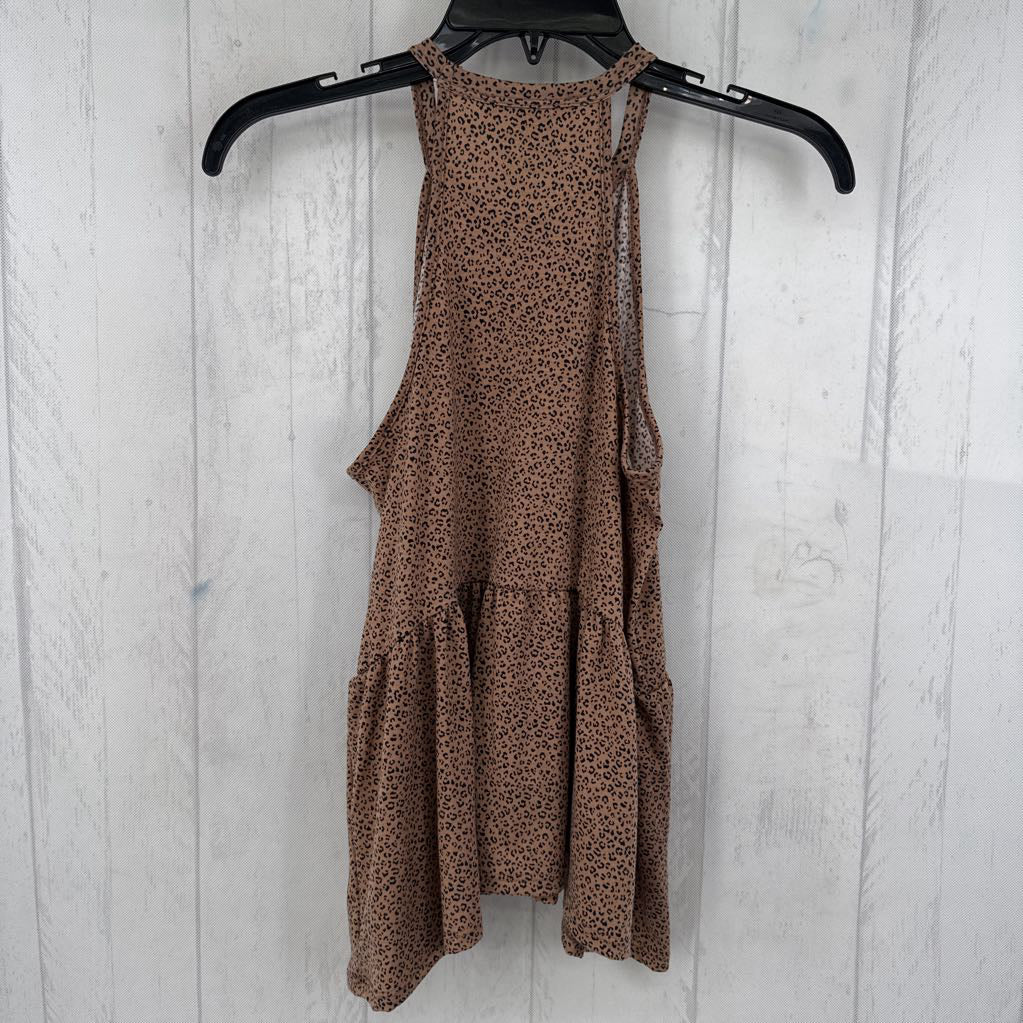 S animal print peplum tank