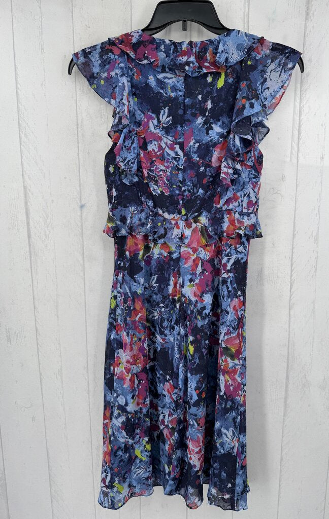 R111 8p ruffled flo print slvls dress