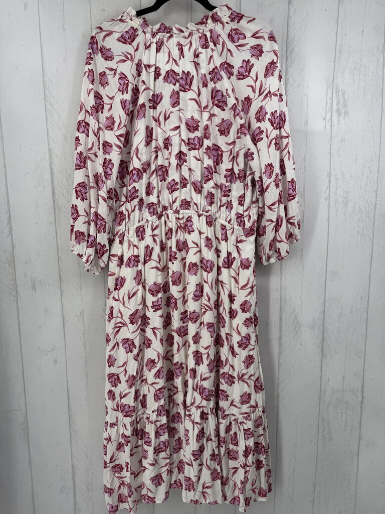 XXL elbow slv flower print maxi dress