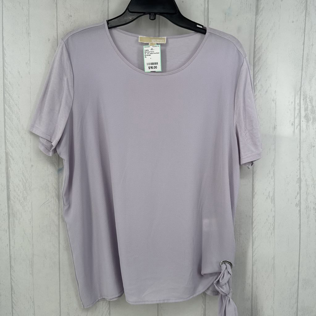XL s/s side knotted scoop neck top
