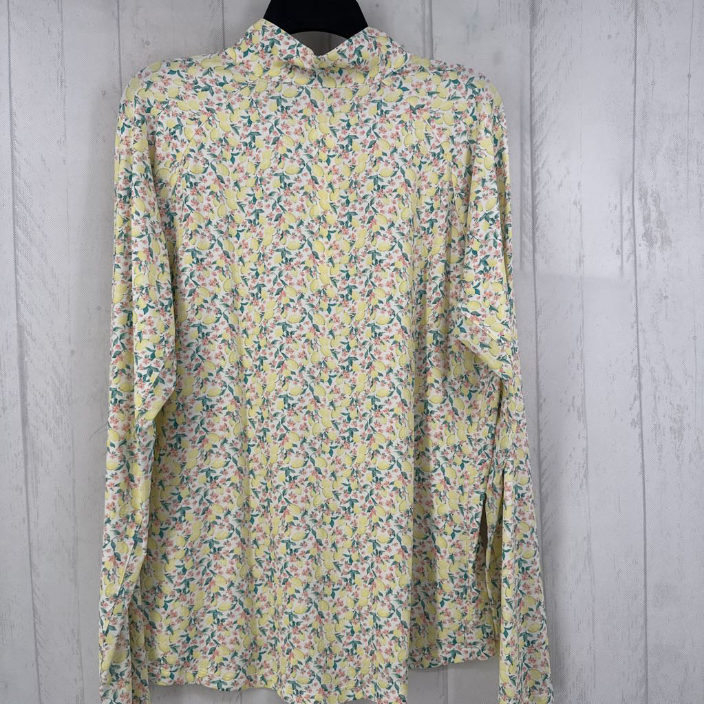 XXL l/s lemon print quarter zip top