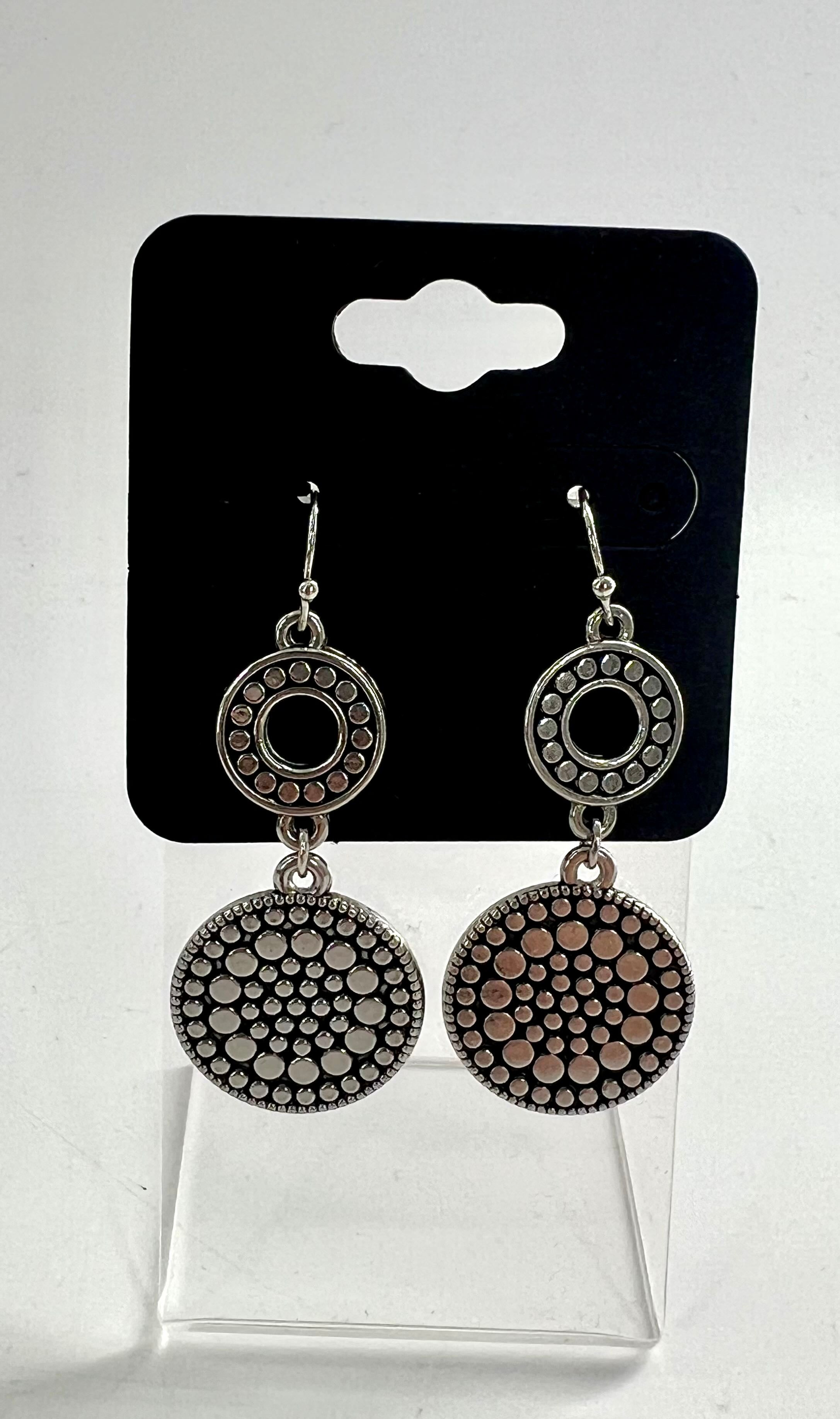 silver circle dangle earrings