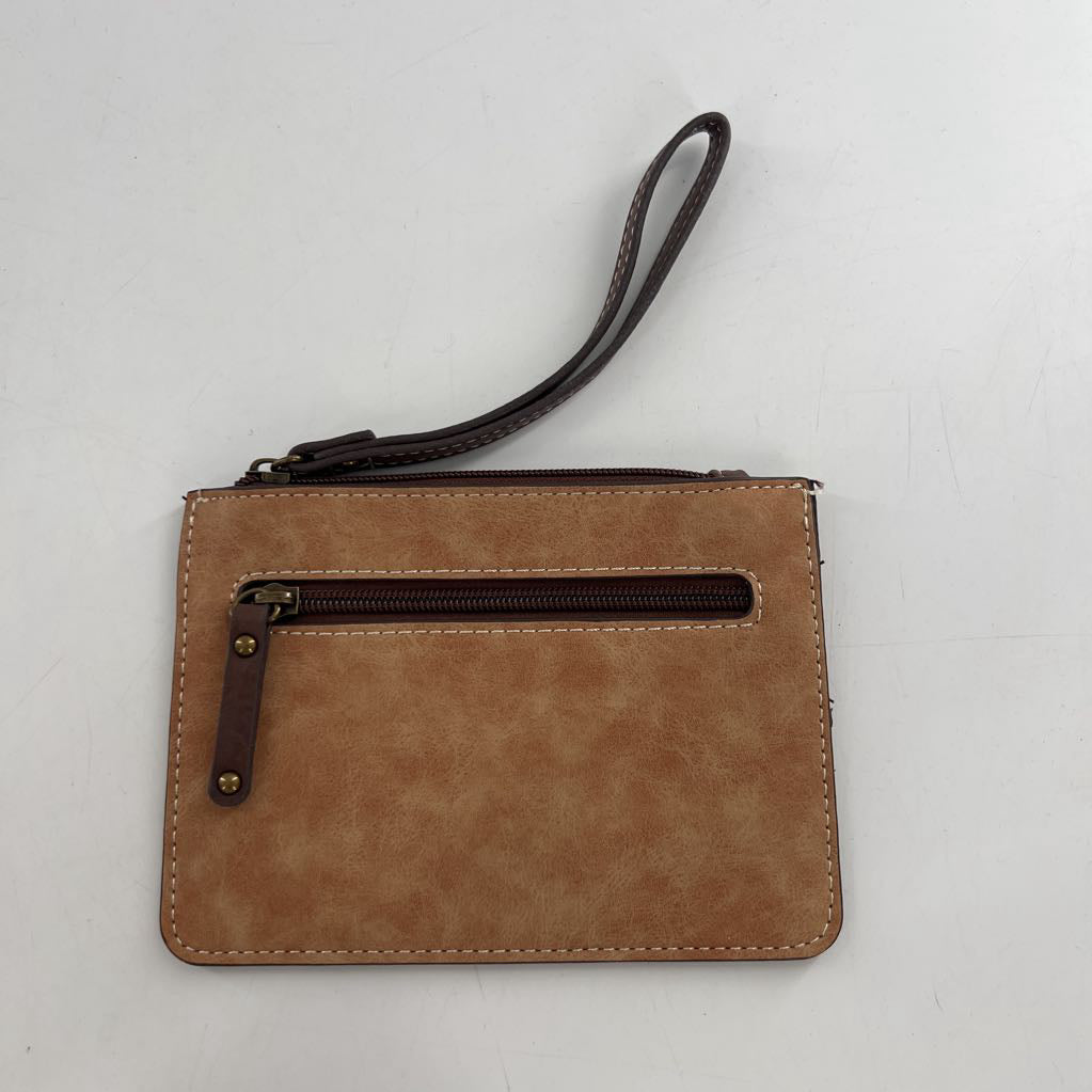 2pc colorblock vegan leather shoulder bag w/wristlet
