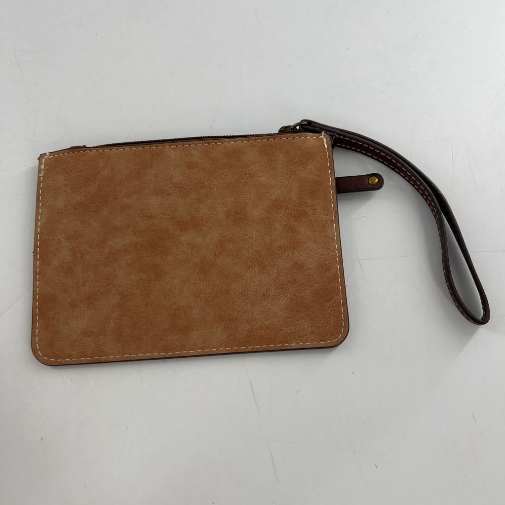 2pc colorblock vegan leather shoulder bag w/wristlet