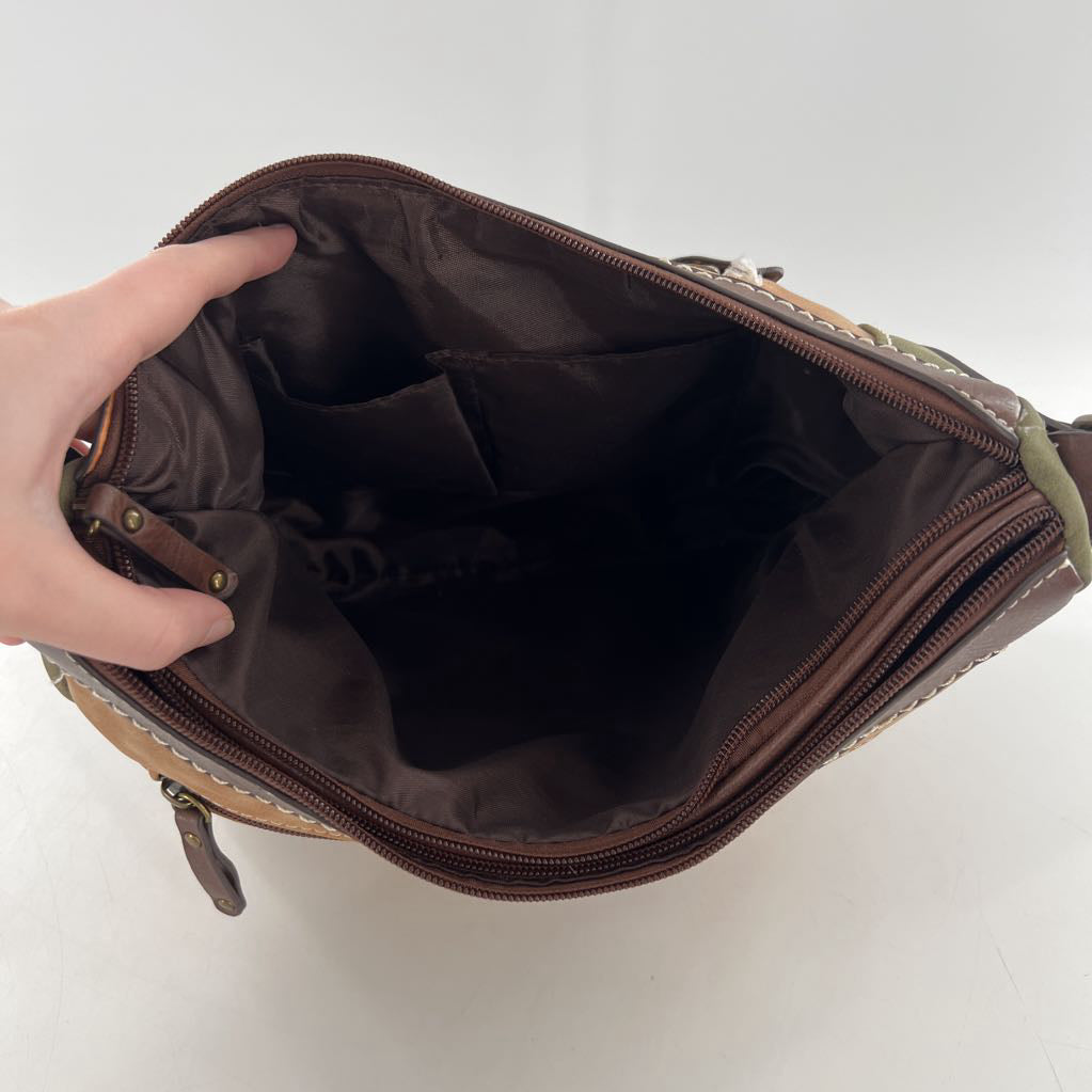 2pc colorblock vegan leather shoulder bag w/wristlet