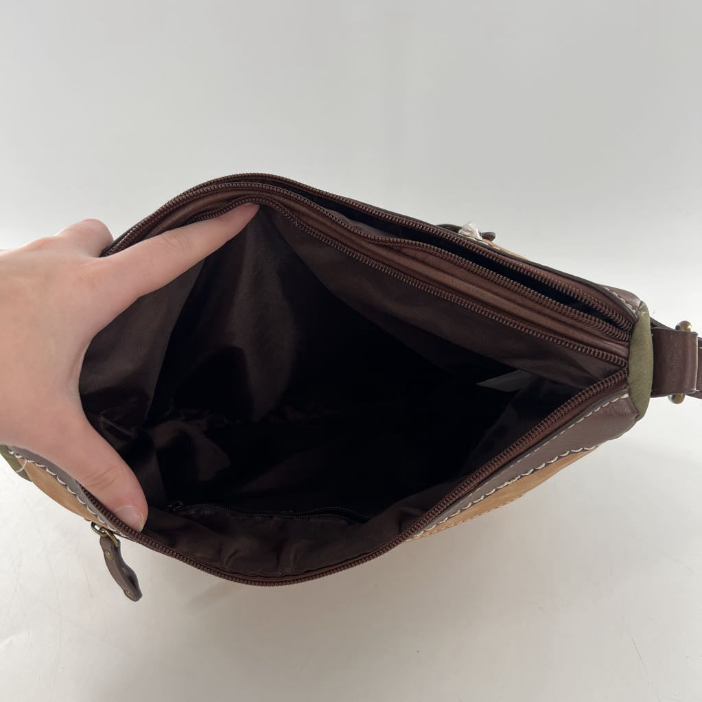2pc colorblock vegan leather shoulder bag w/wristlet