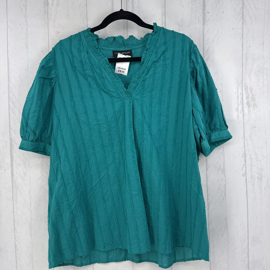 14 s/s texture v-neck top
