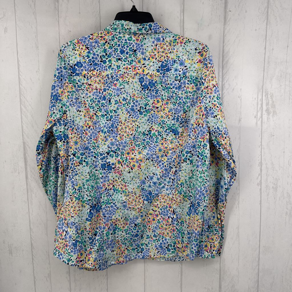 XL flo print button down l/s top