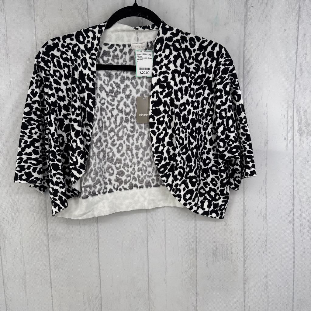 L animal print shrug