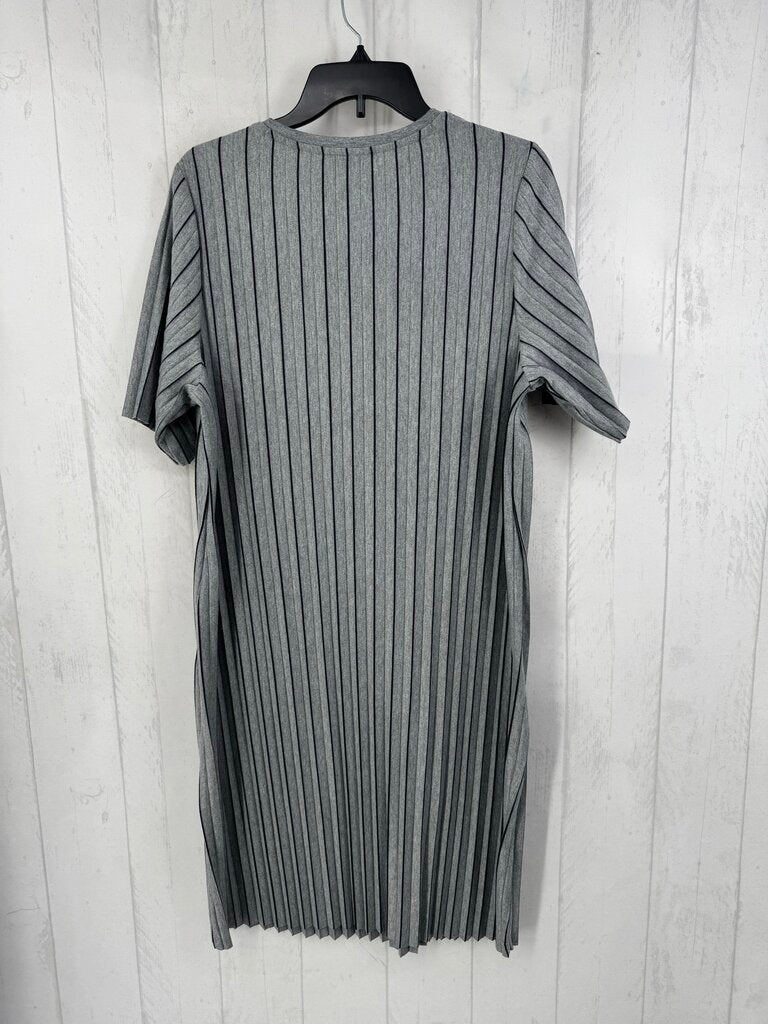 14/16w striped pleated s/s dress