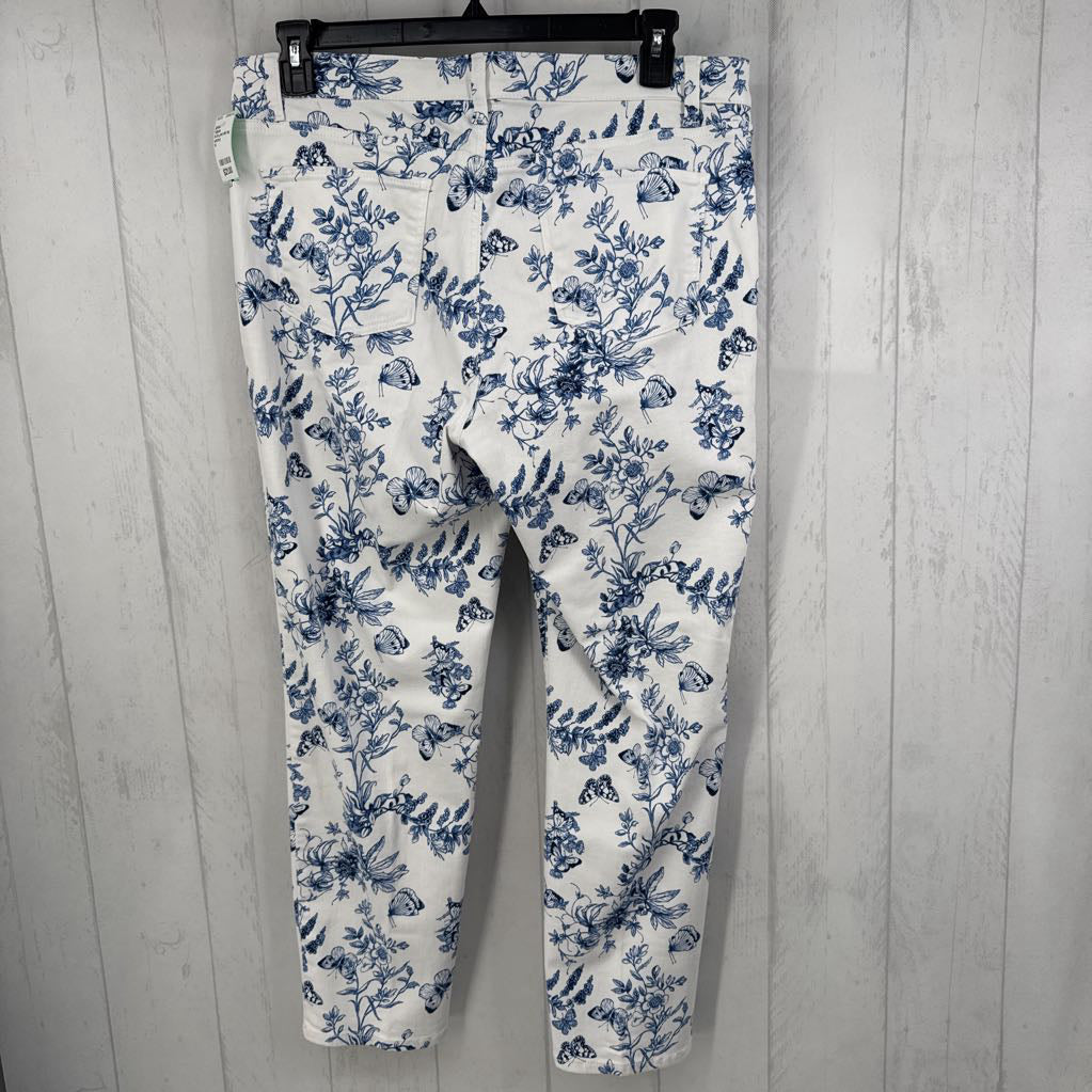 14 flo print slim leg jean