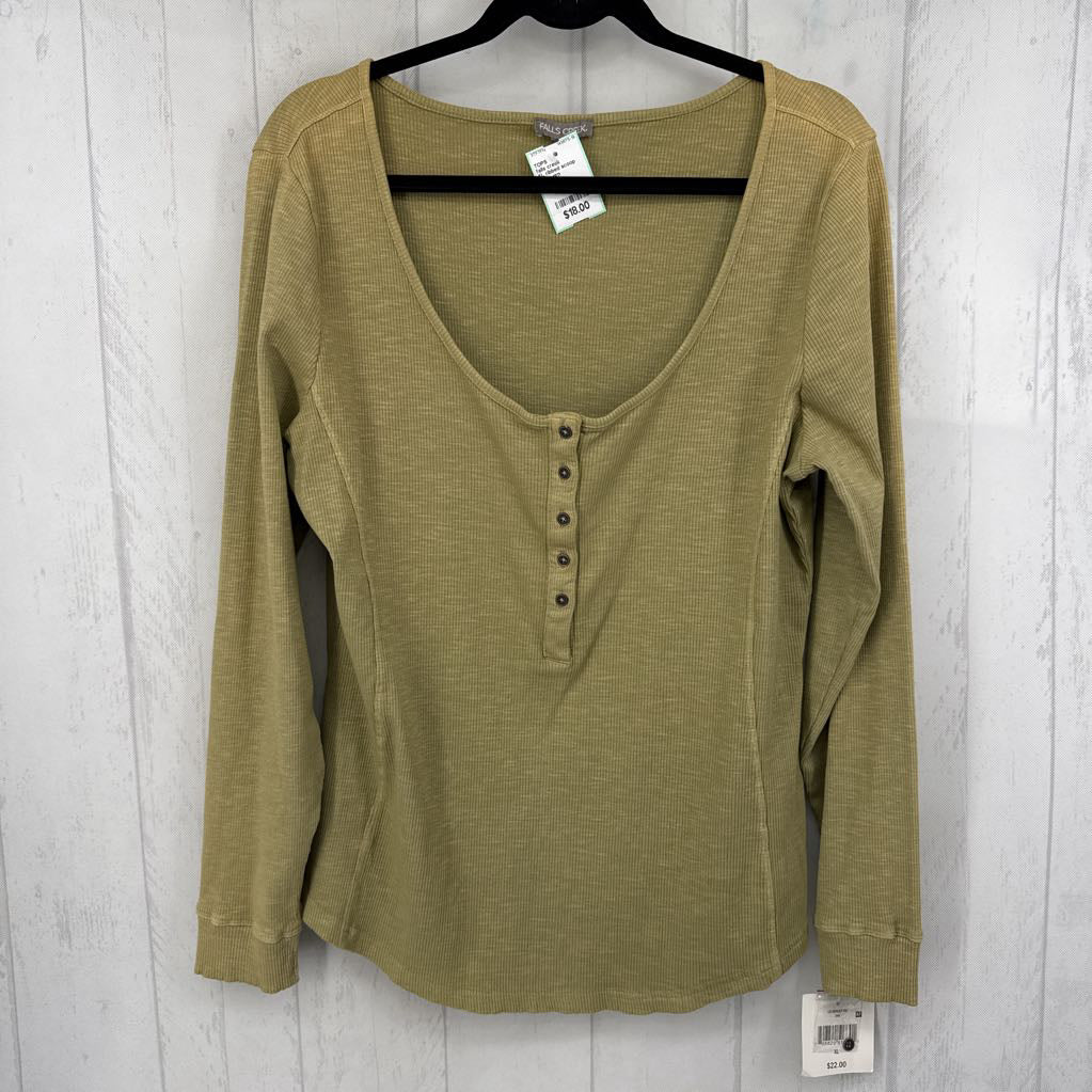XL ribbed scoop neck l/s top