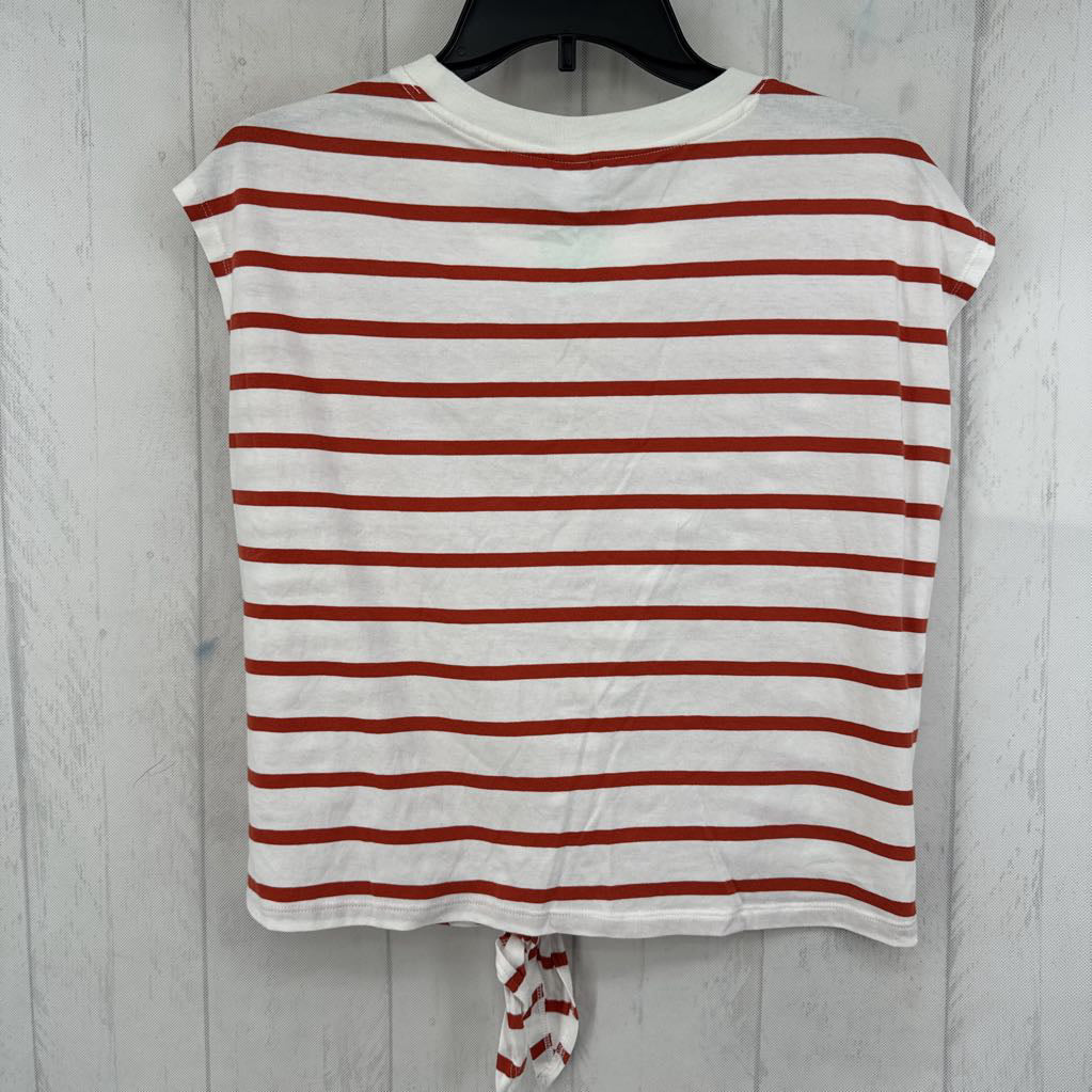 M striped knotted hem tank