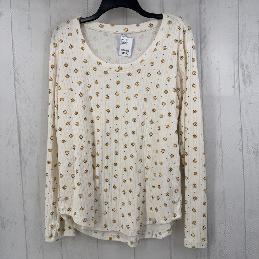 Ribbed Rustic Floral Scoop L/s