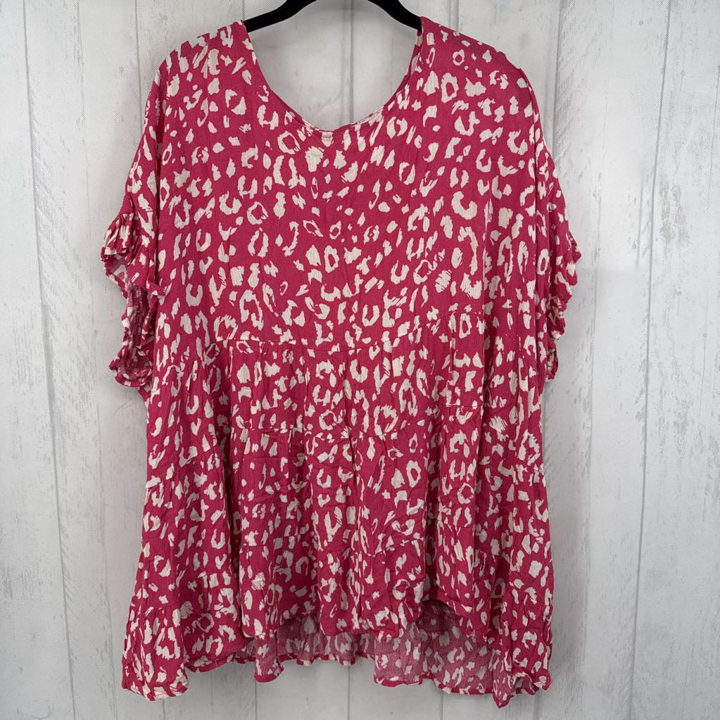 3XL tiered animal print s/s top