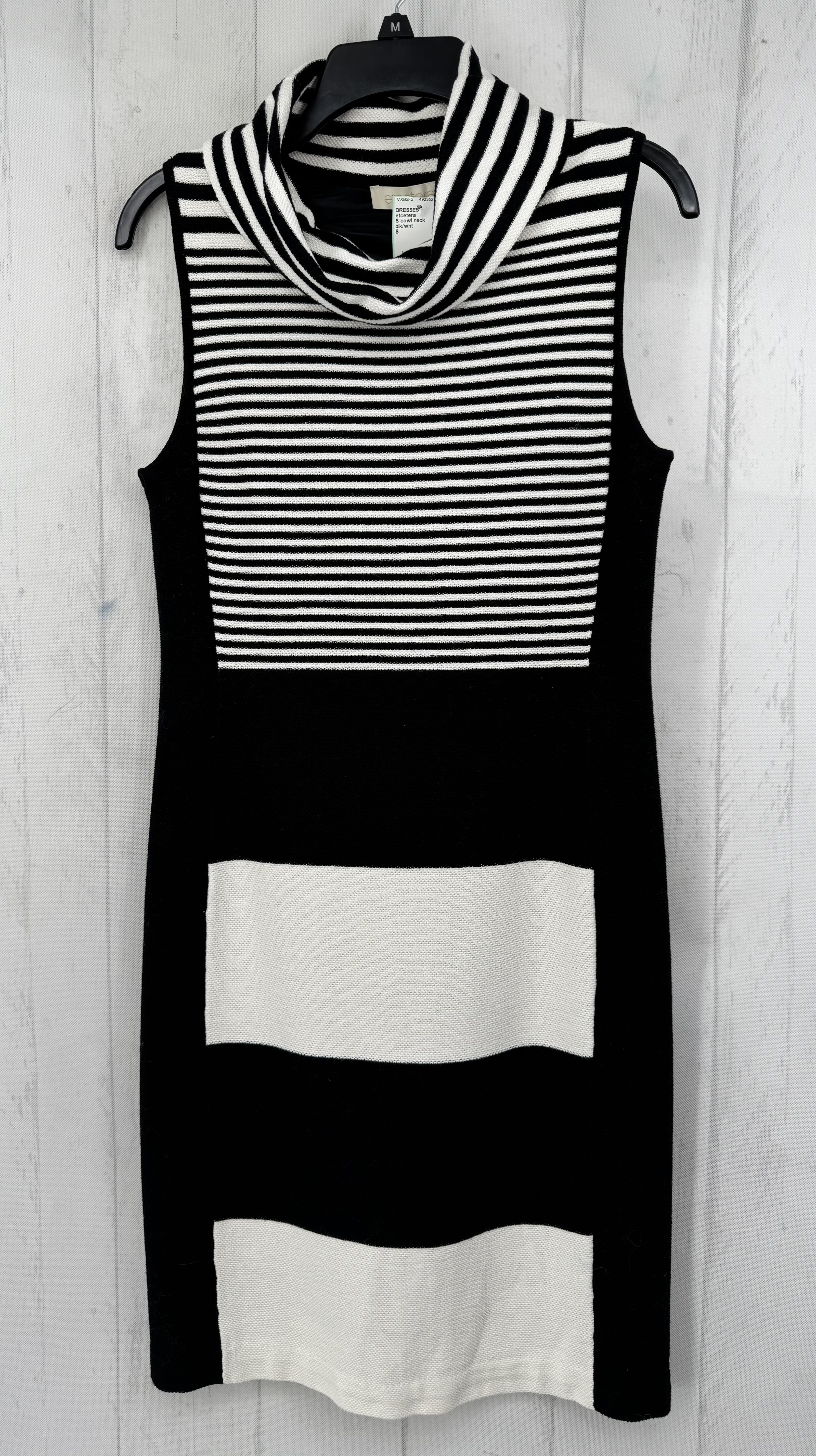 S cowl neck striped slvls dress