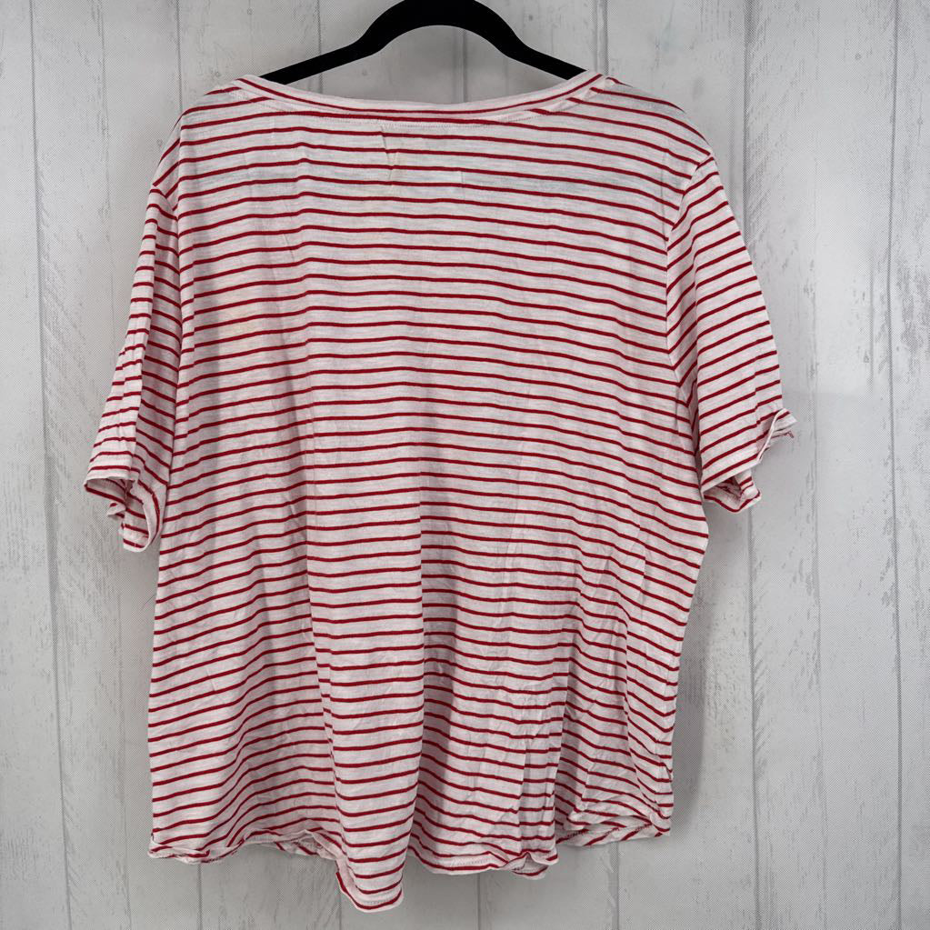 20/22 s/s stripe crochet lace top