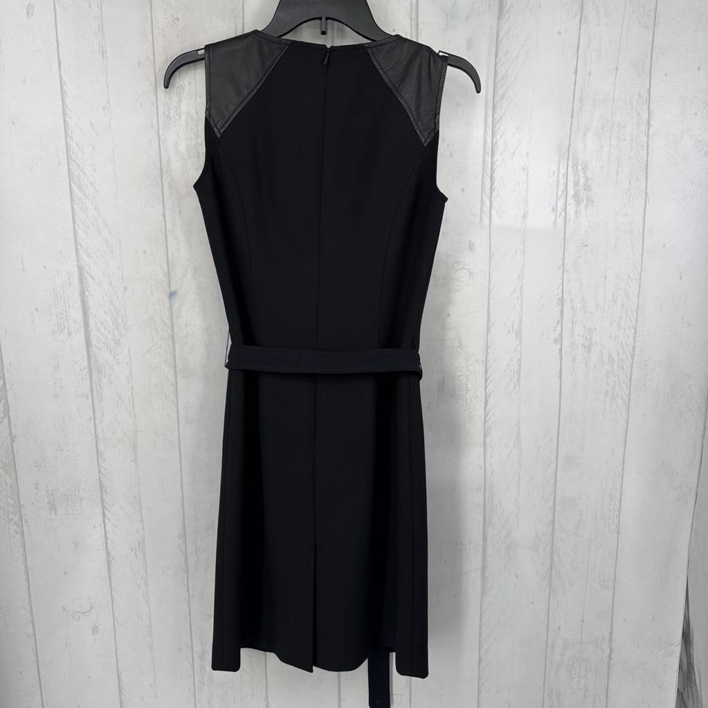 4 leather detail belted slvls dress