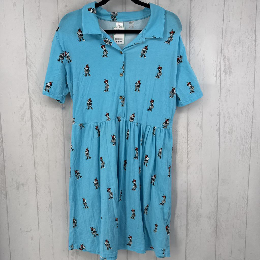3xl s/s minnie mouse half button dress